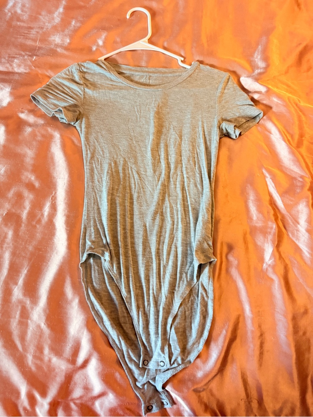 American Eagle Outfitters Gray Short-Sleeve Bodysuit